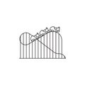 Roller coaster icon vector linear design isolated on white background. Park logo template, element for amusement park