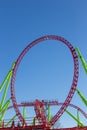 Bright roller coaster rails in the form of a loop