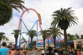 Roller coaster ride Superman Escape in Theme Park Royalty Free Stock Photo