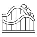 Roller coaster ride thin line icon, Amusement park concept, amusement ride sign on white background, roller-coaster icon Royalty Free Stock Photo