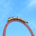 Roller coaster ride Superman Escape on top head