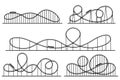 Roller coaster silhouette. Amusement park atractions, switchback attraction and rollercoaster vector silhouettes set Royalty Free Stock Photo