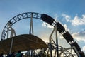 Roller coaster silhouette in evening Royalty Free Stock Photo