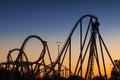 Roller coaster silhouette at sunset Royalty Free Stock Photo