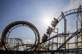 Roller coaster with three coaches Royalty Free Stock Photo