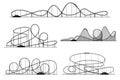 Roller coaster vector silhouettes. Rollercoaster or amusement park rollers isolated Royalty Free Stock Photo