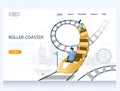 Roller coaster vector website landing page design template Royalty Free Stock Photo