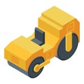 Roller compactor icon, isometric style