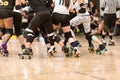 Roller derby players compete