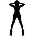 Roller Derby skater girl drives on the quad skates roller skate shoes. Detailed isolated realistic silhouette Royalty Free Stock Photo