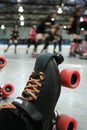 Roller derby skater knocked out Royalty Free Stock Photo