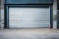 Roller door or roller shutter, concrete floor in industrial building i.e. modern factory, plant, warehouse, shop, garage or store Royalty Free Stock Photo