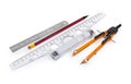 Roller inertial ruler t-square, pencil, measuring ruler, drawing