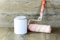 Roller and paint pot Royalty Free Stock Photo