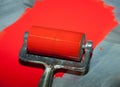 Roller printing with red ink