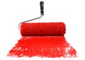 Roller With Red Paint Royalty Free Stock Photo