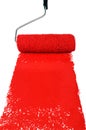 Roller With Red Paint Royalty Free Stock Photo