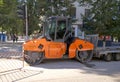 roller - road machine for compacting fresh asphalt Royalty Free Stock Photo