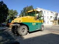 roller - road machine for compacting fresh asphalt Royalty Free Stock Photo