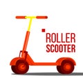 Roller Scooter Vector. Balance Bike, Eco Transport. Kick Push Scooter. Isolated Flat Cartoon Illustration