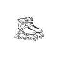 Roller shoes hand drawn sketch icon.