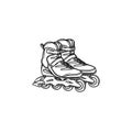 Roller shoes hand drawn sketch icon.