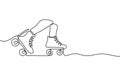 Roller shoes one line drawing, continuous hand drawn sport theme. Vector illustration people Playing wheel shoe or roller skates