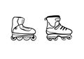 roller skate boots male and female, or for girls and boys. Vector