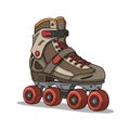 Roller skate illustration featuring a single boot with a brown and beige design. It inclu Royalty Free Stock Photo