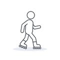 Roller skate line icon on white background. Vector roller skating outline symbol