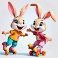 Roller skate rabbit derby rollerskate fun comical Royalty Free Stock Photo