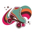 Roller skate boot with rainbow wave