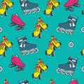 Roller skate seamless pattern