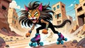 roller skate skateboard skates street cat kitty kitten mean bully