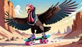 roller skate skateboard skates turkey vulture condor bird desert track