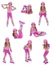 Roller skater girl in different positions