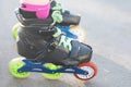 Roller`s legs wearing rollers for inline and slalom skating