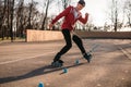 Roller skater, trick exercise in park Royalty Free Stock Photo