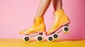 Roller Skates on a Bright and Playful Background. Generative AI