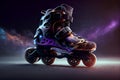 Roller skates isolated on black background. generative ai Royalty Free Stock Photo