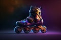 Roller skates isolated on black background. generative ai Royalty Free Stock Photo