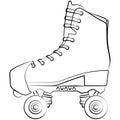 Roller skates shoes derby, Boots retro old school sport. Contour lines drawn, drawing