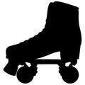 Roller skates shoes derby, Boots retro old school sport. Detailed realistic silhouette