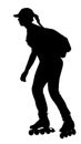 Roller skating girl in park rollerblading silhouette.