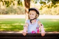 Roller skating happy little girl Royalty Free Stock Photo