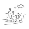 Roller skating icon. Parent and child rollerblading. Family activity simple vector illustration Royalty Free Stock Photo