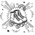 Roller skating sketch Royalty Free Stock Photo