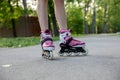 Roller skating on a summer sunny day. Royalty Free Stock Photo