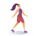 Roller Skating Young Girl, Sport Vector Concept