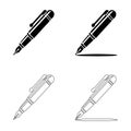 Rollerball Pen Solid Icons Stationery Pack Royalty Free Stock Photo